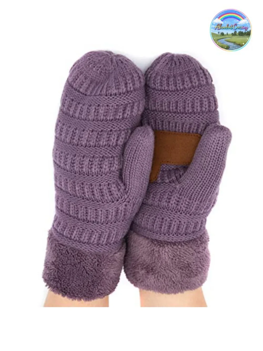 Thick Fuzzy Fleece Lined Warm Winter Knitted Mittens Gloves